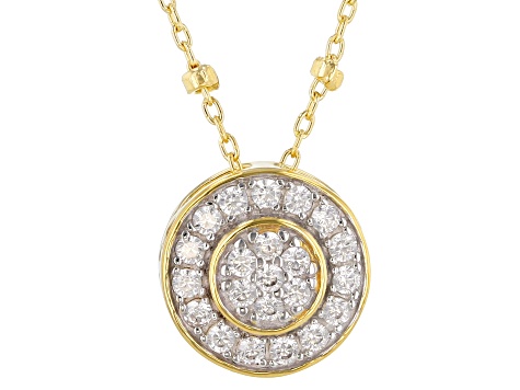 White Cubic Zirconia 1k Yellow Gold Necklace 0.34ctw