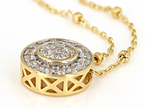 White Cubic Zirconia 1k Yellow Gold Necklace 0.34ctw