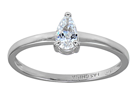 Cubic Zirconia Rhodium Over Sterling Silver Solitaire Ring .67ct