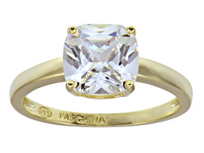 Cubic Zirconia 18k Yellow Gold Over Sterling Silver Solitaire Ring