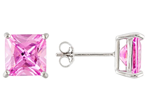 1 24ctw Pink Cubic Zirconia Sterling Silver Princess Stud Earrings 1 24ctw Pink Cubic Zirconia Sterling Silver Princess Stud Earrings