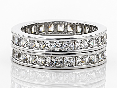White Cubic Zirconia Rhodium Over Sterling Silver Eternity Band White Cubic Zirconia Rhodium Over Sterling Silver Eternity Band
