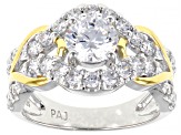 Cubic Zirconia Rhodium And 18k Yellow Gold Over Sterling Silver Ring 2.92ctw