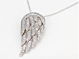 White Cubic Zirconia Rhodium Over Sterling Silver Angel Wing Pendant With Chain 1.85ctw