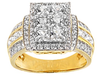 Picture of Cubic Zirconia 18k Yellow Gold Over Silver Ring 3.26ctw (2.44ctw DEW)