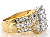 Cubic Zirconia 18k Yellow Gold Over Silver Ring 3.26ctw (2.44ctw DEW)