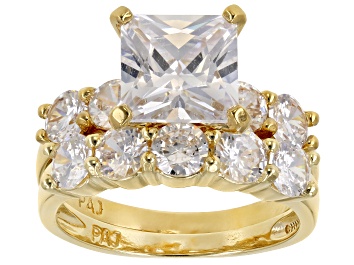 Picture of White Cubic Zirconia  18k yellow gold over silver. 5-Stone Band