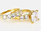 White Cubic Zirconia  18k yellow gold over silver. 5-Stone Band