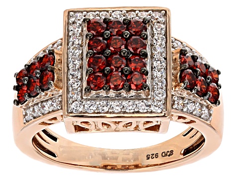 Red And White Cubic Zirconia 18k Rose Gold Over Sterling Silver Ring 2.27ctw