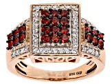 Red And White Cubic Zirconia 18k Rose Gold Over Sterling Silver Ring 2.27ctw