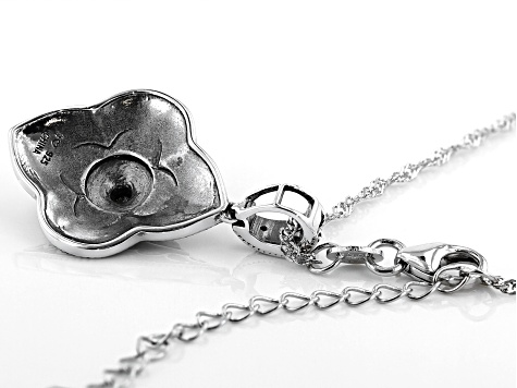 White Cubic Zirconia Rhodium Over Sterling Silver Pendant With Chain 0.03ctw