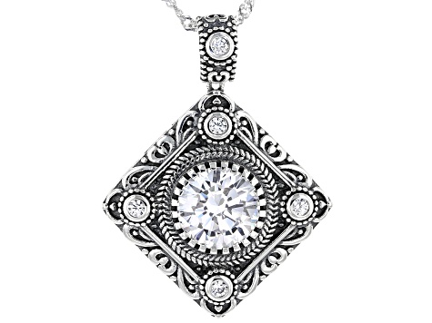 White Cubic Zirconia Rhodium Over Sterling Silver Pendant With Chain 4.73ctw