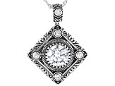 White Cubic Zirconia Rhodium Over Sterling Silver Pendant With Chain 4.73ctw