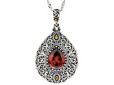 Red Cubic Zirconia Rhodium Over Sterling Silver Pendant With Chain 3.98ctw