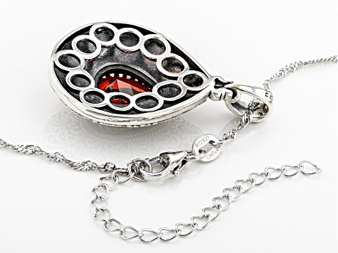 Red Cubic Zirconia Rhodium Over Sterling Silver Pendant With Chain 3.98ctw