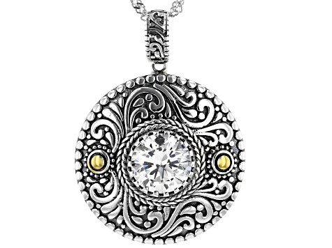 White Cubic Zirconia Rhodium Over Sterling Silver Pendant With Chain 3.29ctw