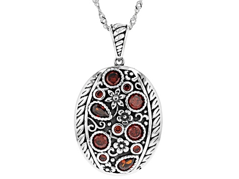 Red Cubic Zirconia Rhodium Over Sterling Silver Pendant With Chain 2.73ctw