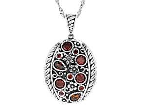 Red Cubic Zirconia Rhodium Over Sterling Silver Pendant With Chain 2.73ctw