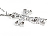 White Cubic Zirconia Rhodium Over Sterling Silver Cross Pendant With Chain 3.92ctw