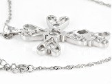 White Cubic Zirconia Rhodium Over Sterling Silver Cross Pendant With Chain 3.92ctw