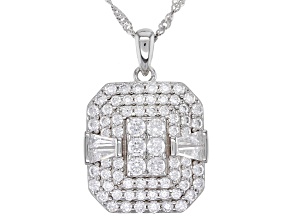 White Cubic Zirconia Rhodium Over Sterling Silver Pendant With Chain 3.41ctw
