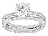 White Cubic Zirconia Rhodium Over Sterling Silver Ring With Band 3.49ctw