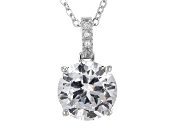 Picture of White Cubic Zirconia Rhodium Over Sterling Silver Center Design Pendant With Chain 6.63ctw