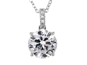 White Cubic Zirconia Rhodium Over Sterling Silver Center Design Pendant With Chain 6.63ctw