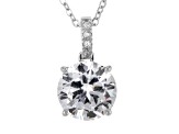 White Cubic Zirconia Rhodium Over Sterling Silver Center Design Pendant With Chain 6.63ctw