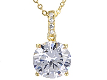 Picture of White Cubic Zirconia 18K Yellow Gold Over Sterling Silver Center Design Pendant With Chain 6.63ctw