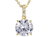 White Cubic Zirconia 18K Yellow Gold Over Sterling Silver Center Design Pendant With Chain 6.63ctw