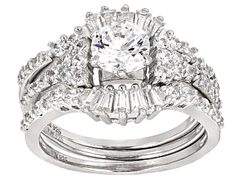 Picture of White Cubic Zirconia Rhodium Over Sterling Silver Ring With Bands 3.23ctw