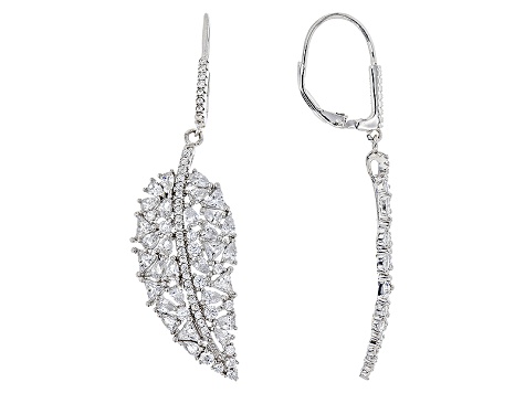 White Cubic Zirconia Rhodium Over Sterling Silver Earrings 14.01ctw