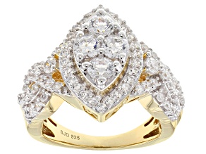 white cubic zirconia 18k yellow gold over sterling silver ring