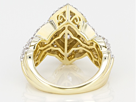 white cubic zirconia 18k yellow gold over sterling silver ring