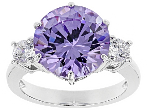 Purple And White Cubic Zirconia Rhodium Over Sterling Silver Ring 9 ...