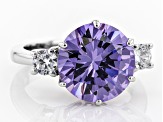 Purple And White Cubic Zirconia Rhodium Over Sterling Silver Ring 9.89ctw