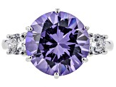 Purple And White Cubic Zirconia Rhodium Over Sterling Silver Ring 9.89ctw