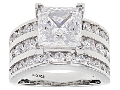 White Cubic Zirconia Rhodium Over Sterling Silver Ring 10.38ctw