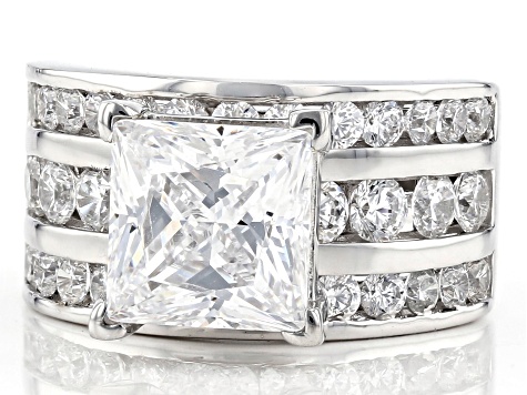 White Cubic Zirconia Rhodium Over Sterling Silver Ring 10.38ctw