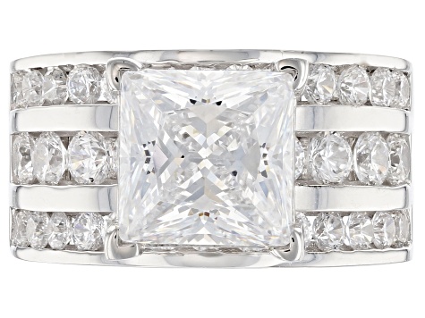 White Cubic Zirconia Rhodium Over Sterling Silver Ring 10.38ctw