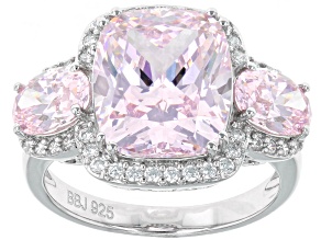 Bridal Rings Ring Sets More Jtv Pink White Cubic Zirconia Rhodium Over Sterling Silver 3 Stone Ring 12 80ctw