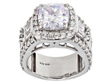 White Cubic Zirconia Rhodium Over Sterling Silver Ring 10.96ctw