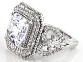 White Cubic Zirconia Rhodium Over Sterling Silver Center Design Ring 13.25ctw