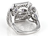 White Cubic Zirconia Rhodium Over Sterling Silver Center Design Ring 13.25ctw