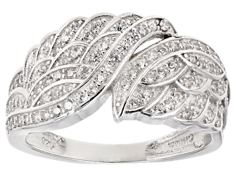White Cubic Zirconia Rhodium Over Sterling Silver Angel Wing Ring 1 ...