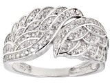 White Cubic Zirconia Rhodium Over Sterling Silver Angel Wing Ring 1.09ctw