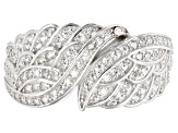 White Cubic Zirconia Rhodium Over Sterling Silver Angel Wing Ring 1.09ctw