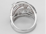 Brown And White Cubic Zirconia Rhodium Over Sterling Silver Cluster Ring 3.23ctw