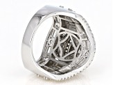 White Cubic Zirconia Rhodium Over Sterling Silver Cluster Ring 6.65ctw